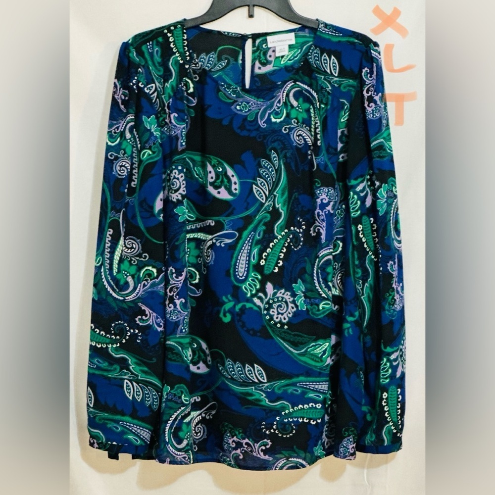 LADIES BLACK, BLUE, TEAL & WHITE TOP